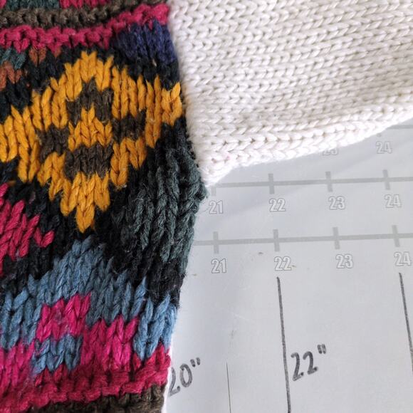 Vintage Cardigan Sweater Womens M White Cottage Button Up Fair Isle Argyle - Picture 6 of 7